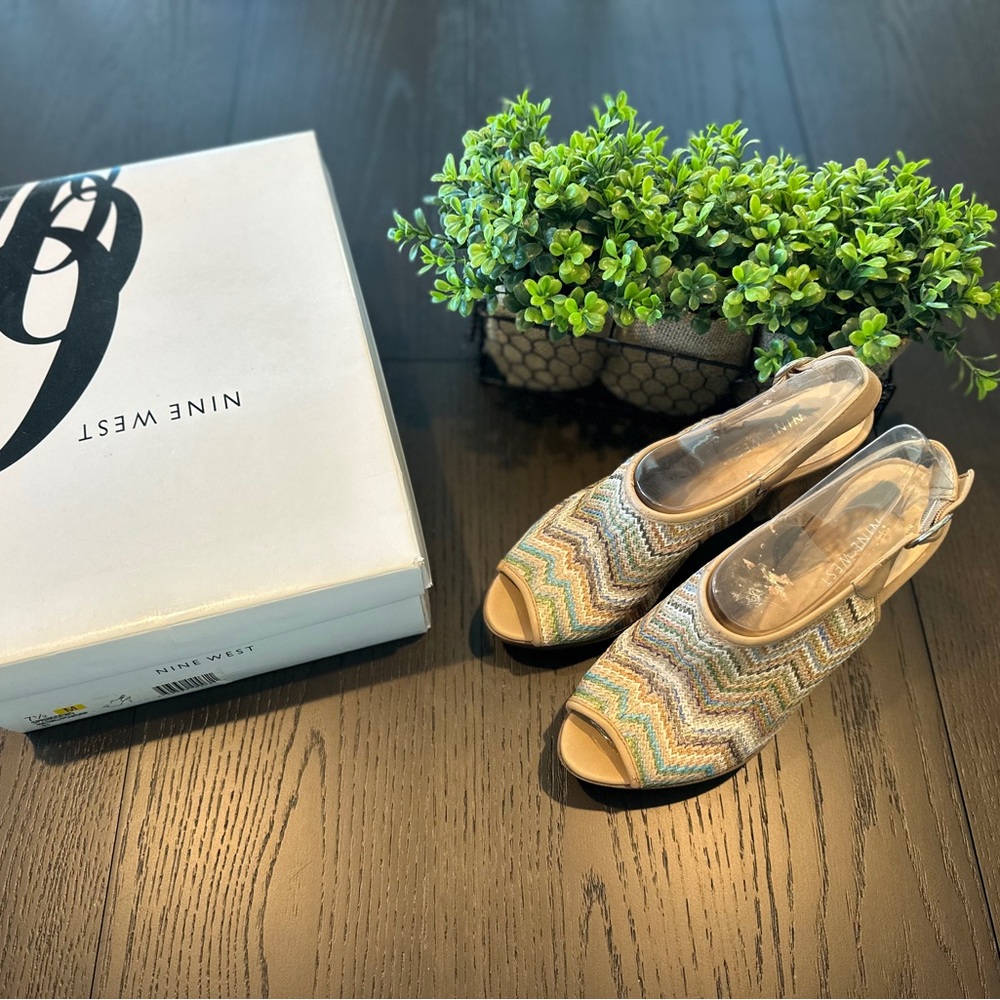 Nine West Zigzag Pattern Peep Toe Mules
